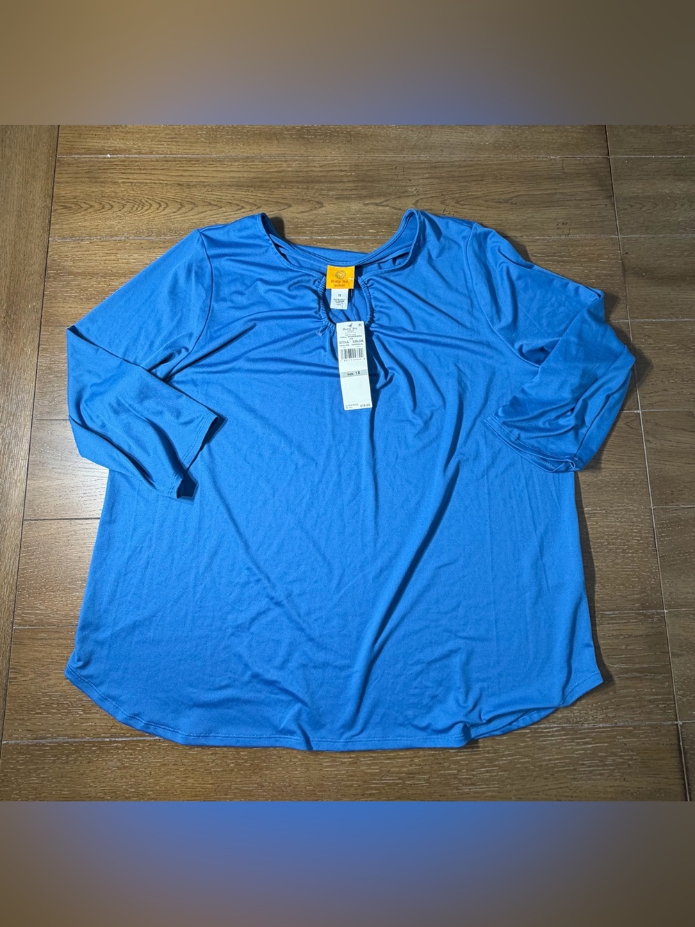 NWT Womens Ruby Rd 1X blue 3/4 sleeve top